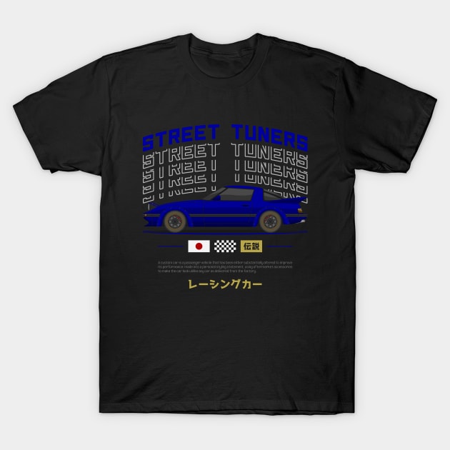 Midnight Racer Blue RX 7 FB JDM T-Shirt by GoldenTuners